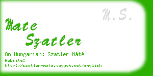 mate szatler business card